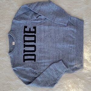 Gymboree "Dude" Heathered Blue Pullover Sweater Boys Size 10/12
